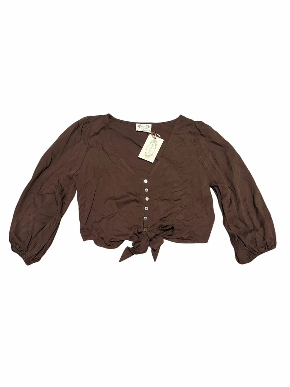 NWT Joyfolie‎ (Mia Joy) Jasmine Crop | Brown | Small